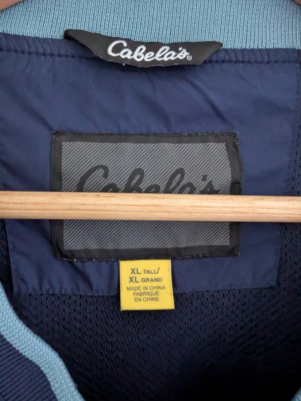 Cabela's Mens Blue Pullover Windbreaker Size XL Tall